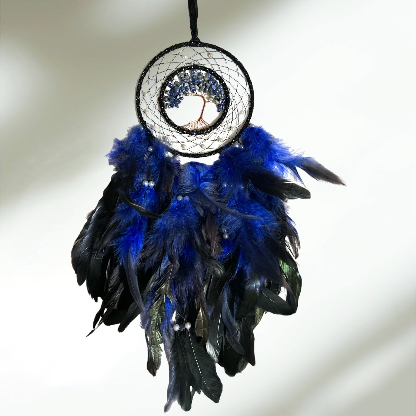 Capteur de rêves arbre de vie en lapis lazuli