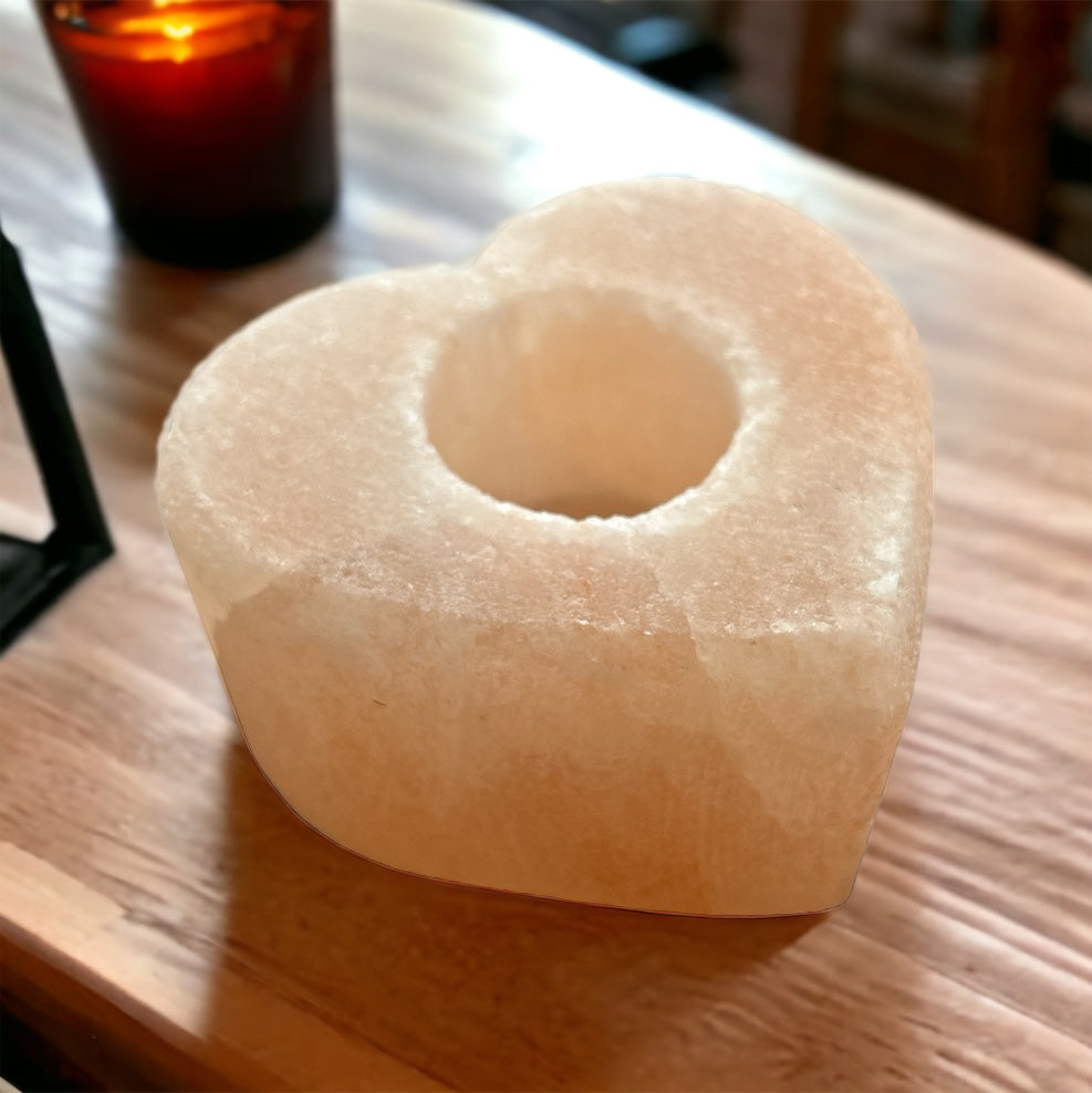 Himalayan salt crystal heart candle holder