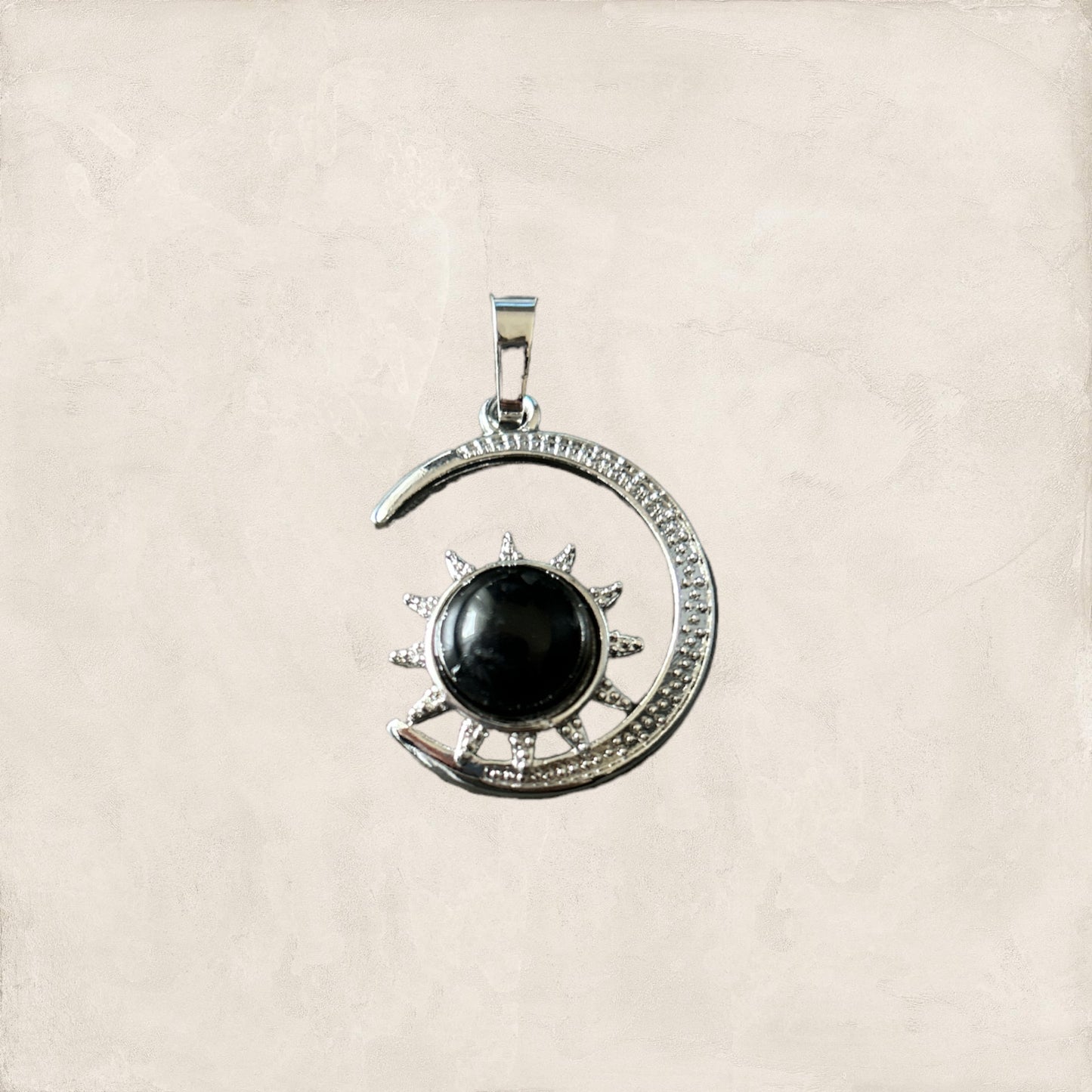 Obsidian moon pendant